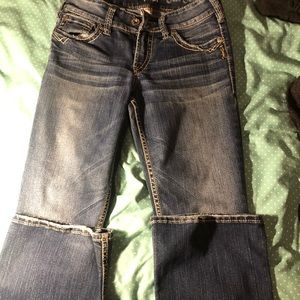 Jeans buckle silver button pockets